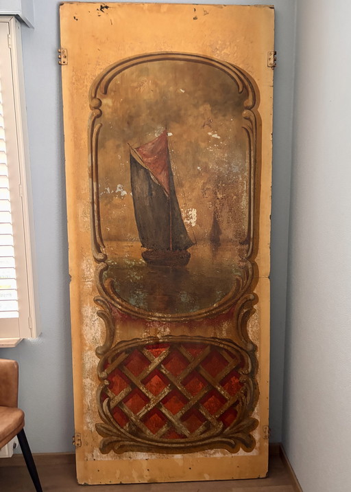 Unique and authentic hand-painted fairground panel from circa 1930