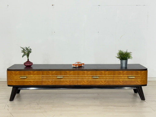 Mid Century Sideboard (60er Jahre) – Handaufgearbeitete Platte in Vintage-Schwarz