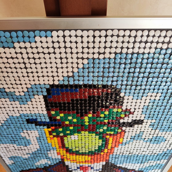 Image 1 of René Magritte / Pixel Art Mosaic Portrait / Upcycling Unikat