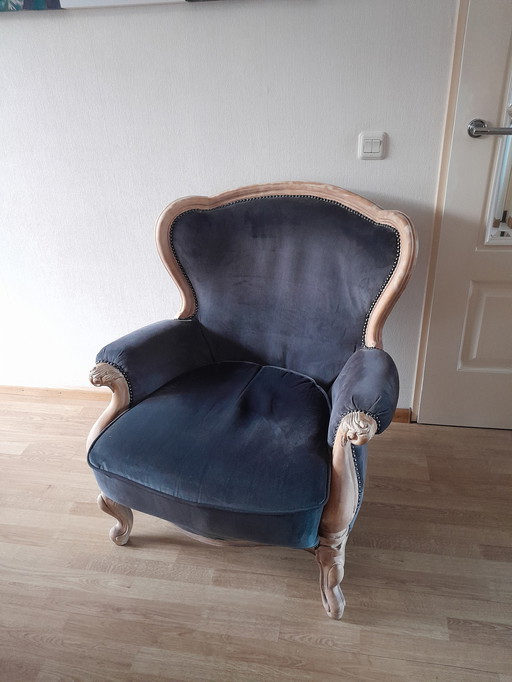 Fauteuil Baroque Velours Anthracite