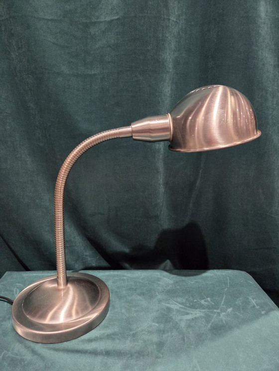 Image 1 of IKEA Metalen Bureaulamp – Mat Zilver – Verstelbare Arm – Tijdloos Design