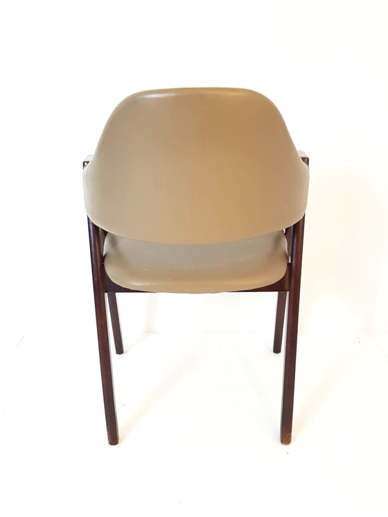 Lot de 6 ou plus chaises de salle à manger danoises vintage, Bois, Skaï, Marron (photo 7 sur 10)