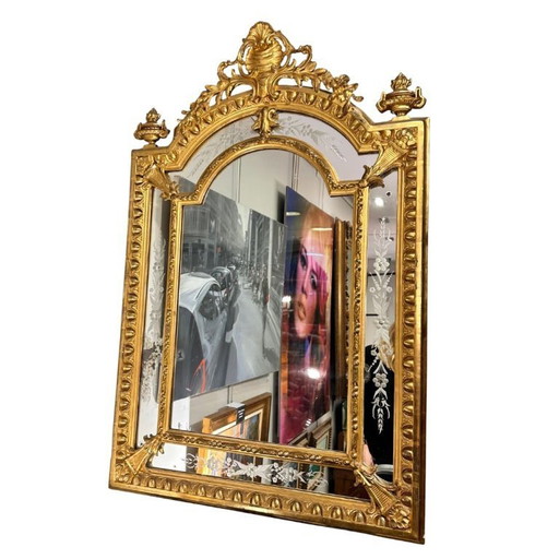 Wall mirror, carved and gilded wood, Napoleon III, circa 1880 – France