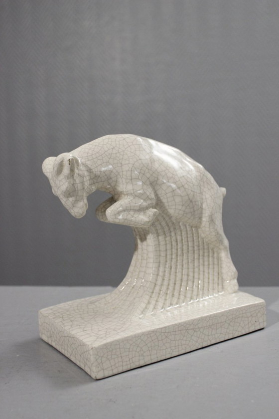 Image 1 of René Meynial - Cracked Art Deco Period Charging Aries France 1930s