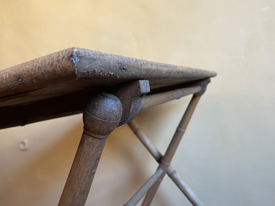 Image 1 of Sfeervolle Klaptafel Bijzettafel Faux Bamboe Frans