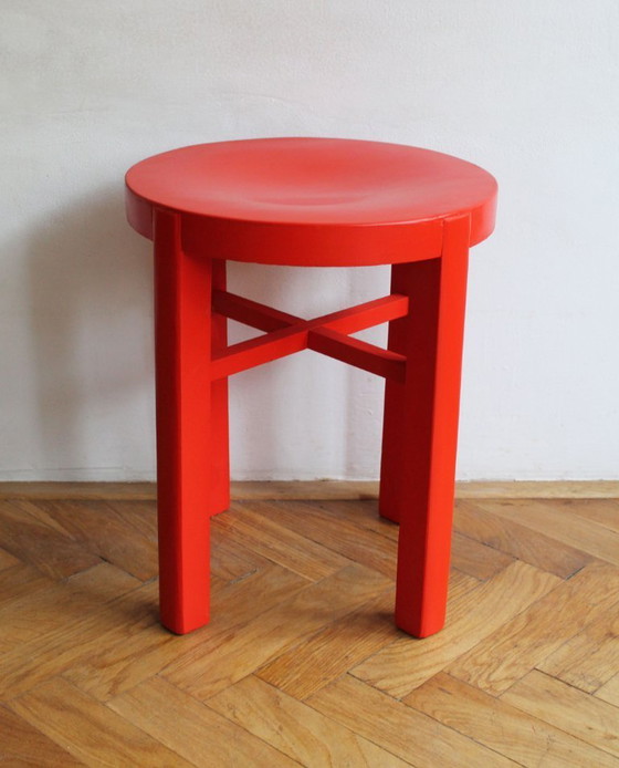 Image 1 of 1930's Modernist Red Stool