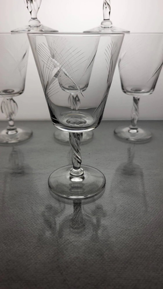 6 calici da vino in cristallo degli anni '60 (grano) – Bicchieri e caraffe, Crystal, Glass, Vintage (photo 2 of 7)