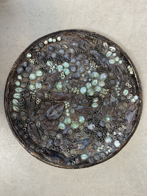 XL bowl + stand - maritime relief - ceramic