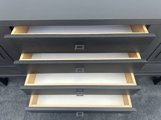 Image 1 of XL design black stained oak brutalist sideboard - De Coene