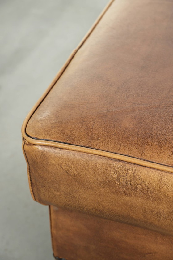 Characterful Cowhide Leather Stool With a Beautiful Patina Finished With Decorative Nails (photo 9 of 10)