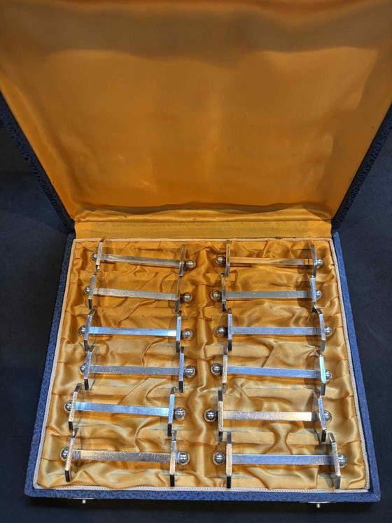 Image 1 of Poggiacoltelli Art Déco in argento placcato - Set da 12 - Francia anni '30