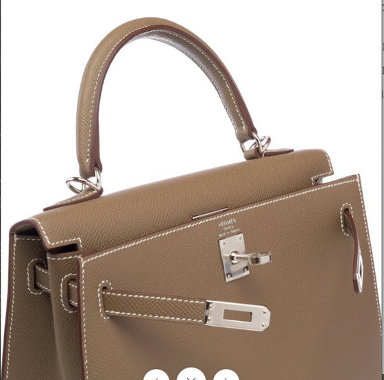 Image 1 of Borsa HERMES Kelly 25 in pelle étoupe - 103212