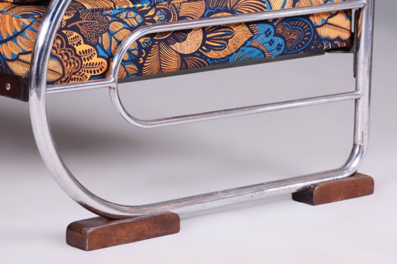 Sofá Bauhaus restaurado, de Robert Slezak, madera de haya, República Checa, década de 1930. – Metal, Textile (photo 5 of 23)