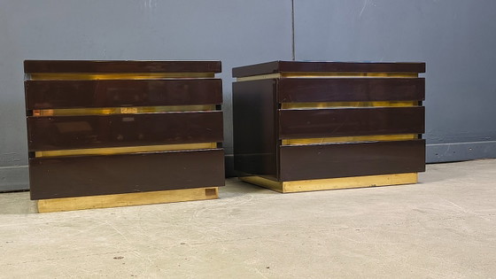Image 1 of Vintage pair of bedside cabinets by Jean Claude Mahey, 1970s