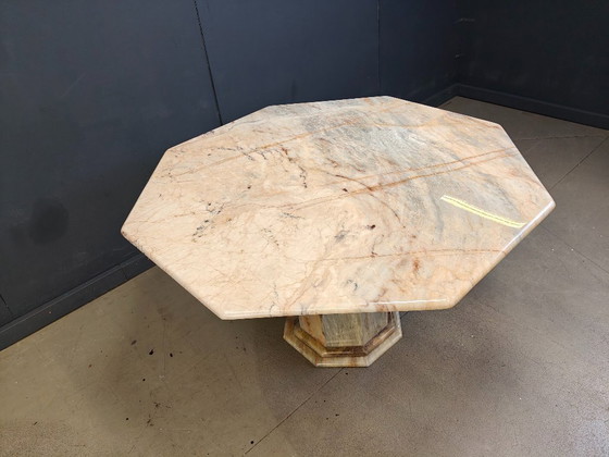 Image 1 of Octogonal italian marble dining table 1970s