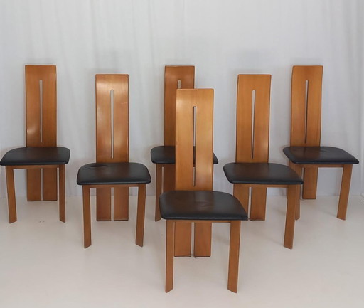 Set of 6 chairs by Mario Marenco for Mobilgirgi, 70s 