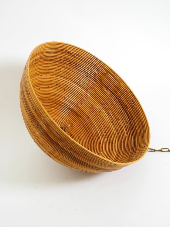 Image 1 of Preciosa lámpara colgante de techo italiana de bambú de los años 70 | Ø 72 cm | Vivai del Sud