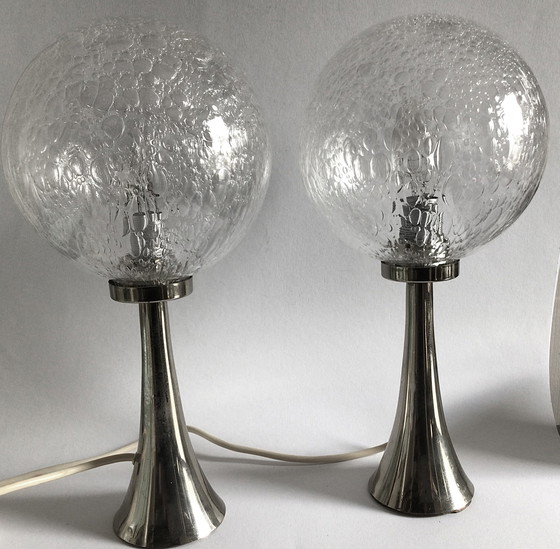 Image 1 of 2 vintage bubble glass table lamps