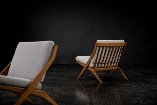 Vintage Zweedse schaarstoelen uit het midden van de 20e eeuw van Folke Ohlsson voor Bodafors, set van 2, jaren 60