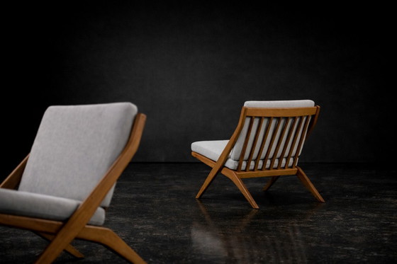 Image 1 of Chaises ciseaux suédoises vintage du milieu du XXe siècle, par Folke Ohlsson pour Bodafors, lot de 2, années 1960