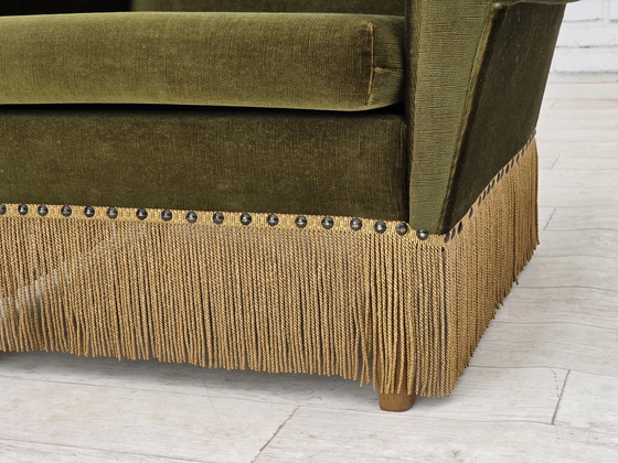 Image 1 of 1970s Danish Lounge Chair, Low, Furniture Velour, Ash Wood Legs