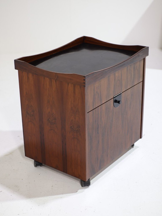 Image 1 of Bar cart trolley with tray, rosewood, Danish, 1960s