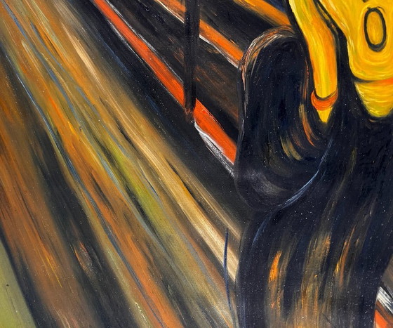Image 1 of Edvard Munch – The Scream - Hand-painted interpretation | Oil on canvas (rolled up)
