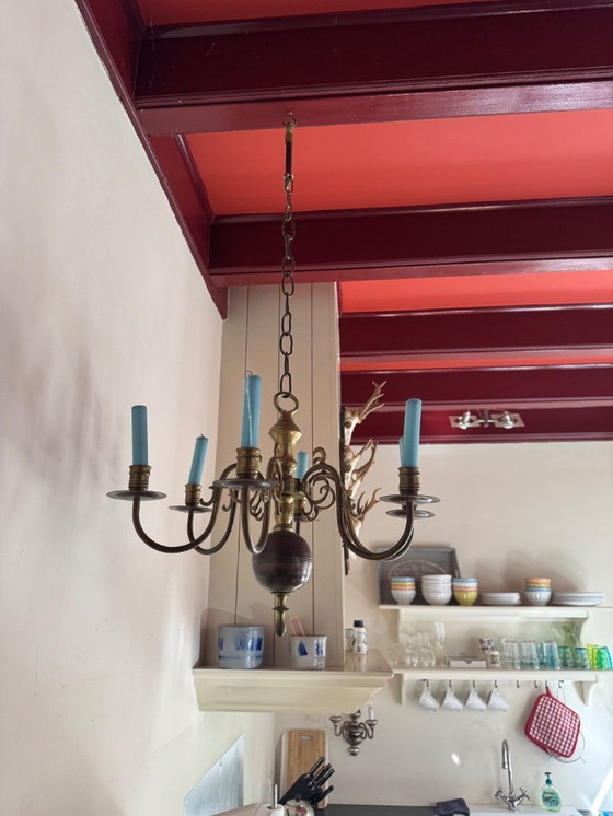 Image 1 of Niederländischer/flämischer Kugelleuchter mit Kerzen