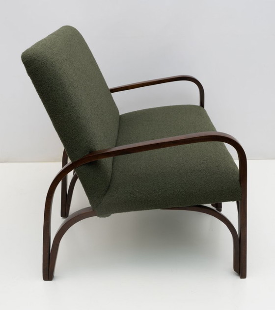 Image 1 of Due poltrone e un divanetto in stile Art Dèco in bouclè verde italiano, anni '30