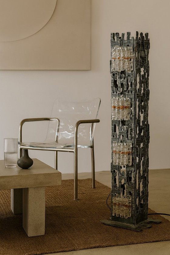 Image 1 of Brutalistische, skulpturale Stehlampe von Albano Poli für Poliarte, 1970