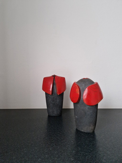 Pair of ceramic sculptures/vases - Hélène Van Dongen (1948)