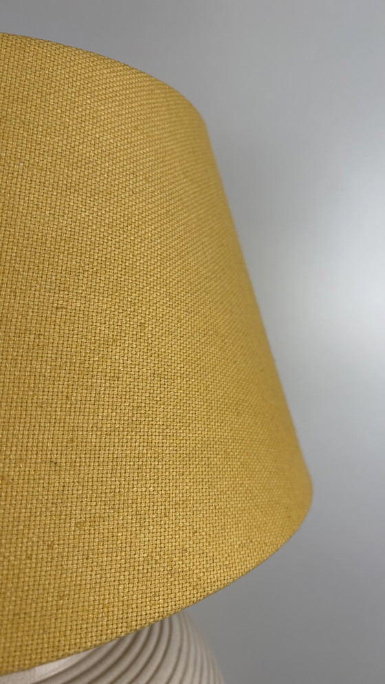 Image 1 of Vintage beige French design ceramic large table lamp Kostka Japandi style