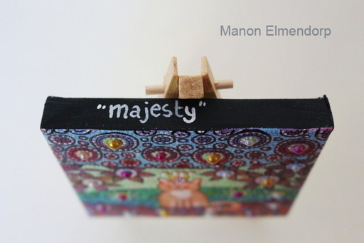 Unique Hand-painted Painting incl. Donkey Red Cat