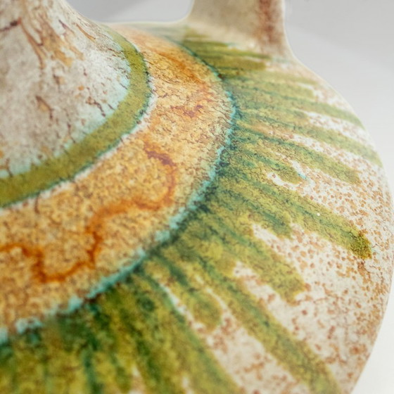 Image 1 of 1x 1960s Italian Modern Ceramic Jug, Beige and Green, Bertoncello Manufacturer