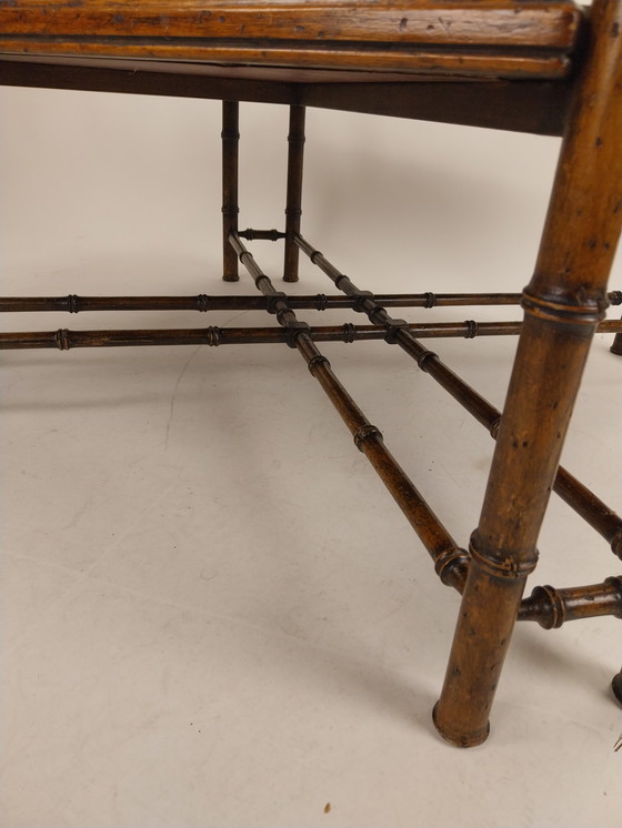 Image 1 of 1 x tavolino in bambù finto italiano 1970s piano in rame