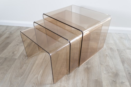 Tables gigognes en plexi - Michel Dumas (attribué) - années 1970 - France