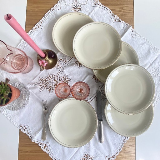 6 piatti da portata antichi in porcellana di Limoges, ex Fabbrica Reale