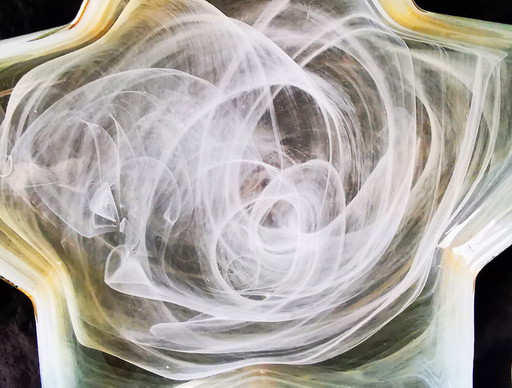 Serving bowl, Swirll, handmade glass Spain 