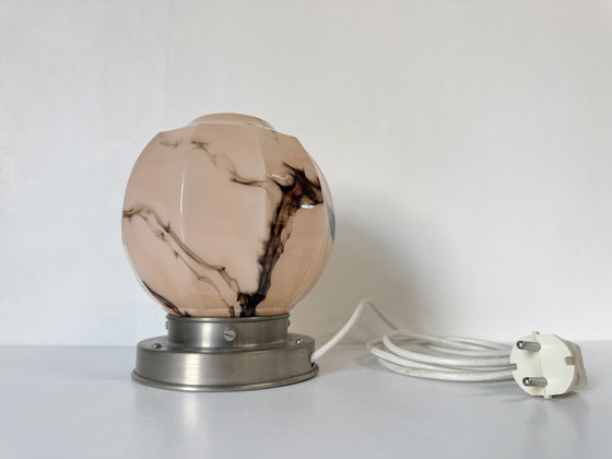 Image 1 of Vintage pink beautiful marbled table lamp Thabur luxury holder