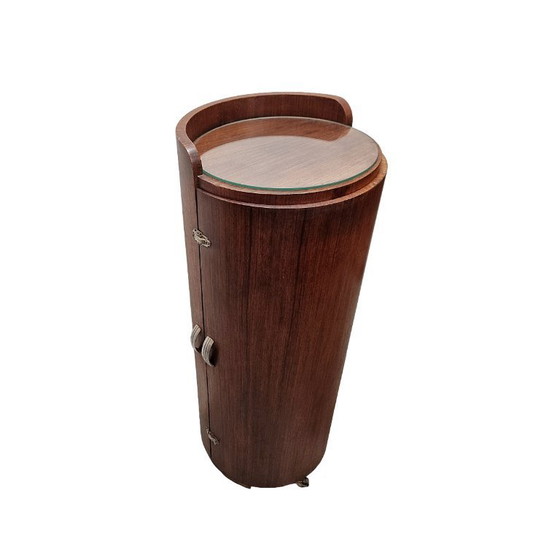 Image 1 of Mueble de bar redondo de caoba estilo Art Déco francés, circa 1930