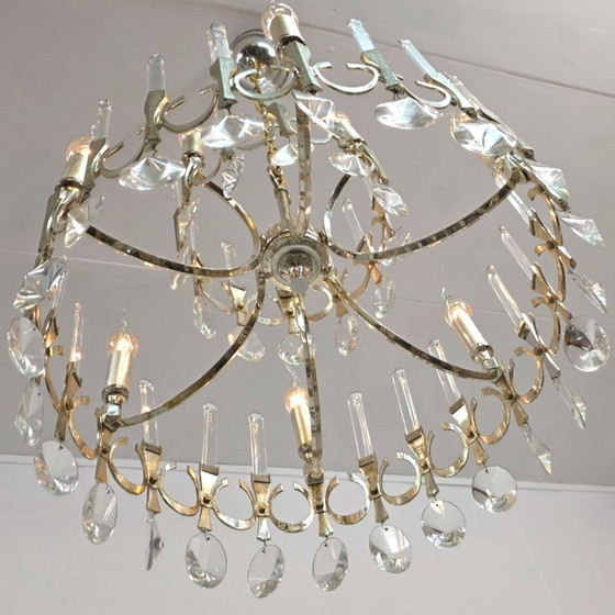 Image 1 of Sciolari Ovali Chandelier 1960s Chrome/Glass