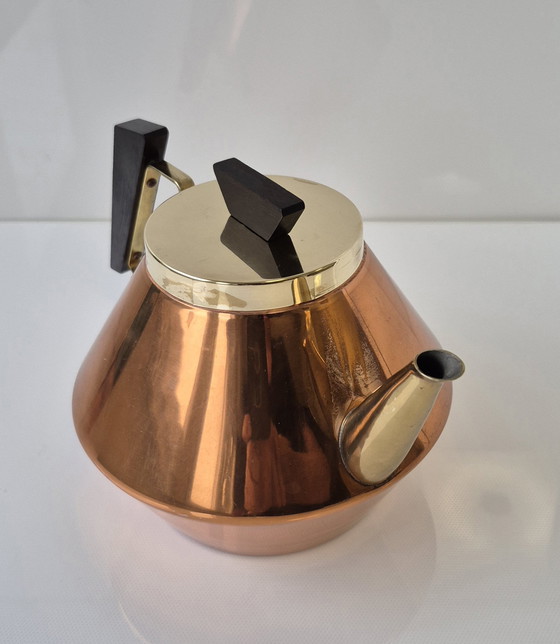 Image 1 of JODA Denmark Copper Teapot with Teak, 1960s Mid Century