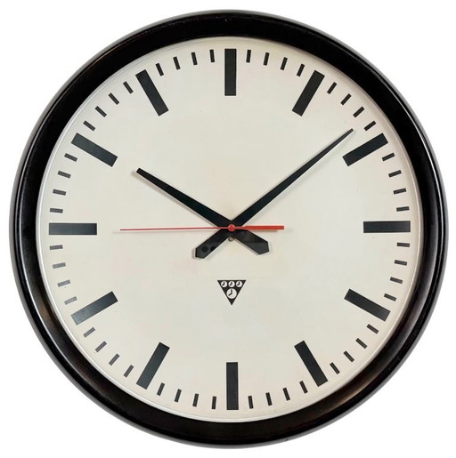 Large Industrial Bakelite Factory Wall Clock from Pragotron, 1950s