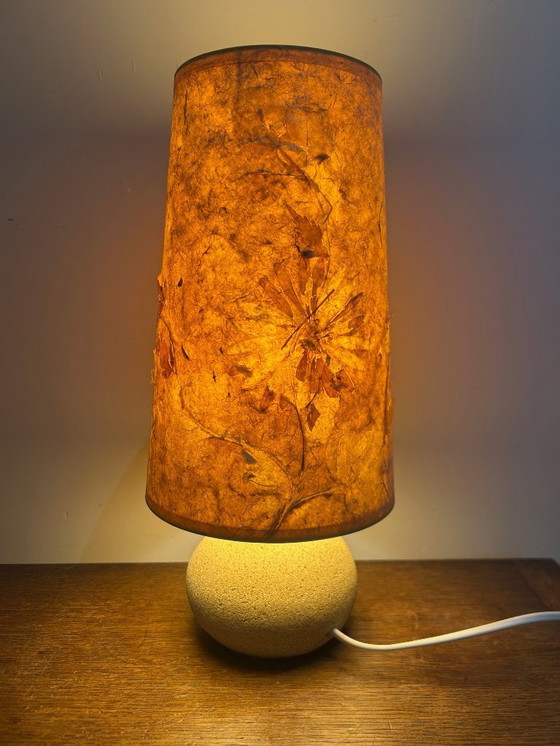 Image 1 of Stone lamp with a dried flower lampshade, 1970