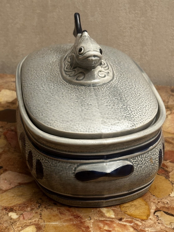 Image 1 of Staffel Steingut Fischterrine oder Heringstopf - Westdeutschland