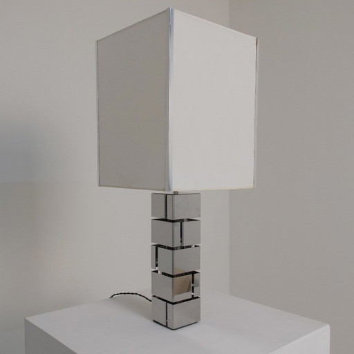Lámpara de mesa cromada Curtis Jere – Diseño cubista vintage