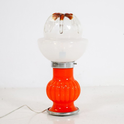 Lampe de table orange Murano de l'ère spatiale Fungo