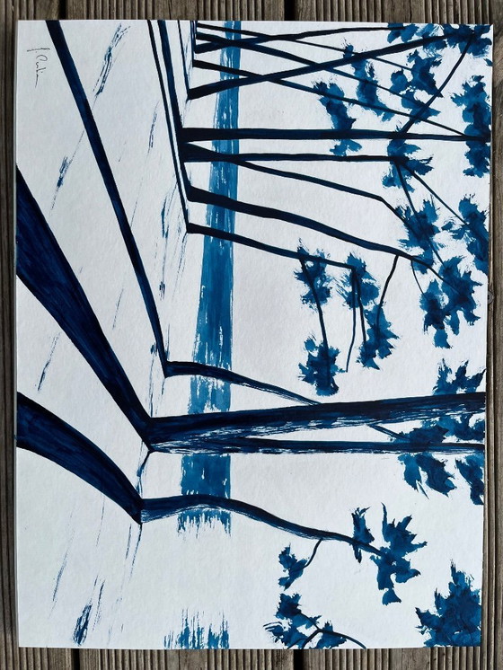 Image 1 of Ink on paper, framed. Size 30x40cm.