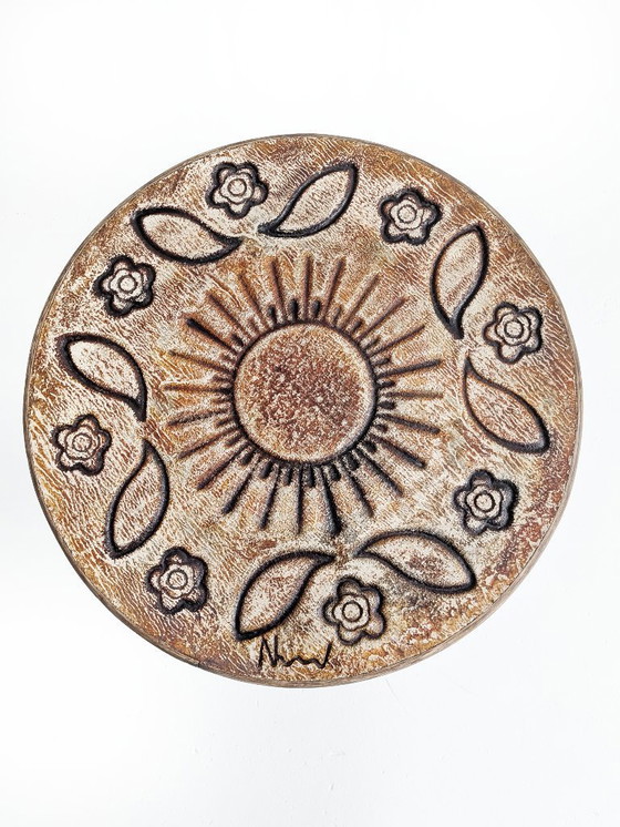 Image 1 of Tavolino rotondo in pietra lavica di François Chaty per Vallauris, anni '60