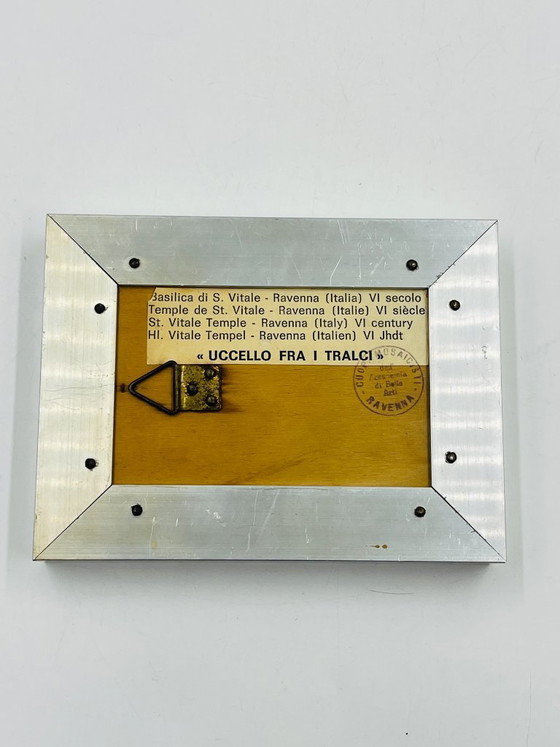 Image 1 of Gerahmtes italienisches Mosaik eines Vogels in Ravenna mit byzantinischen Einflüssen